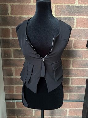 ZARA Black Zip-Up Halter Vest